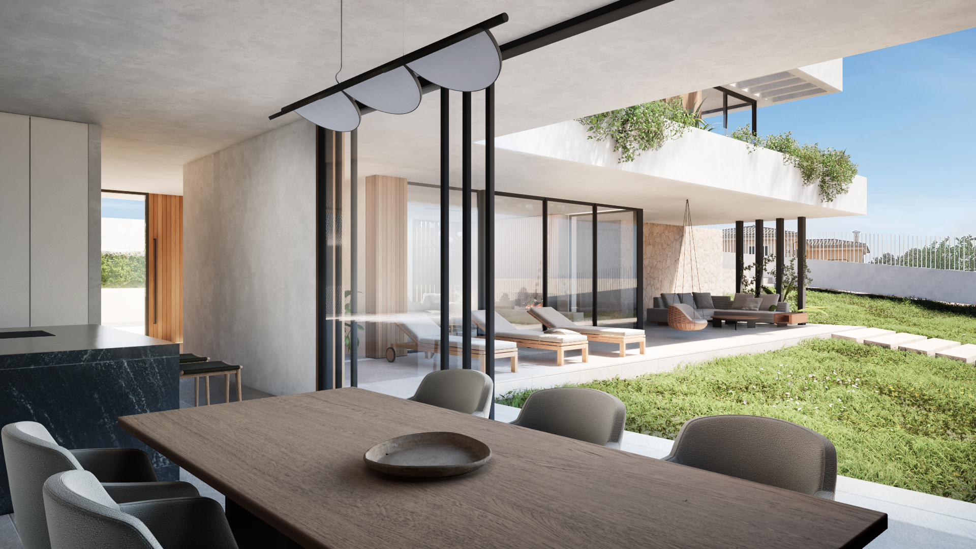 Dining area with views onto the garden