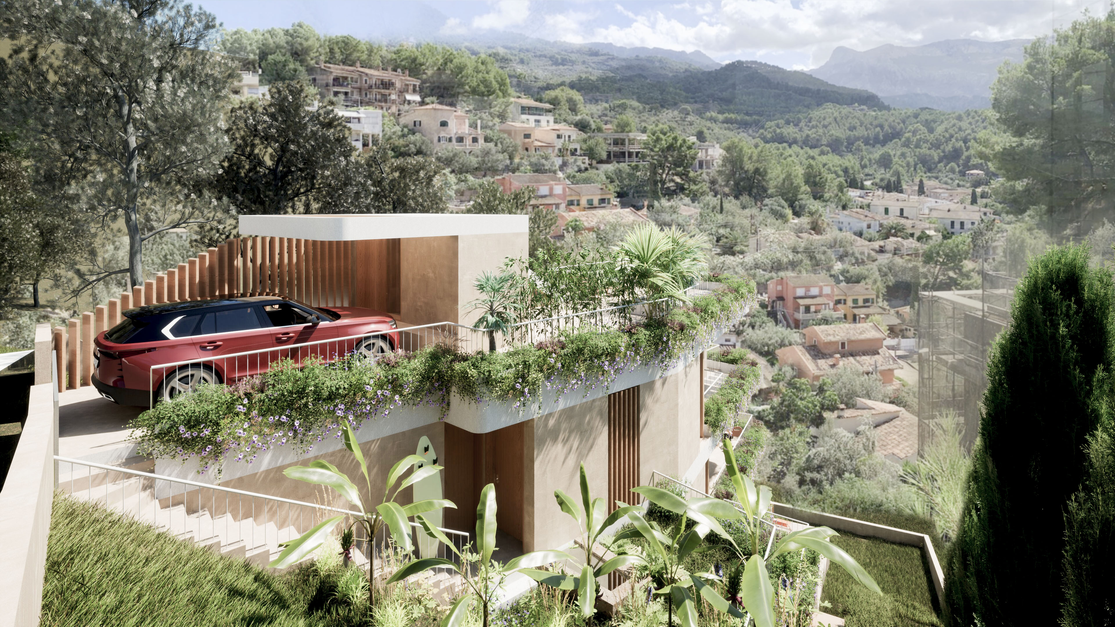 Terraza en cubierta con vistas sobre Villa Terra Alta