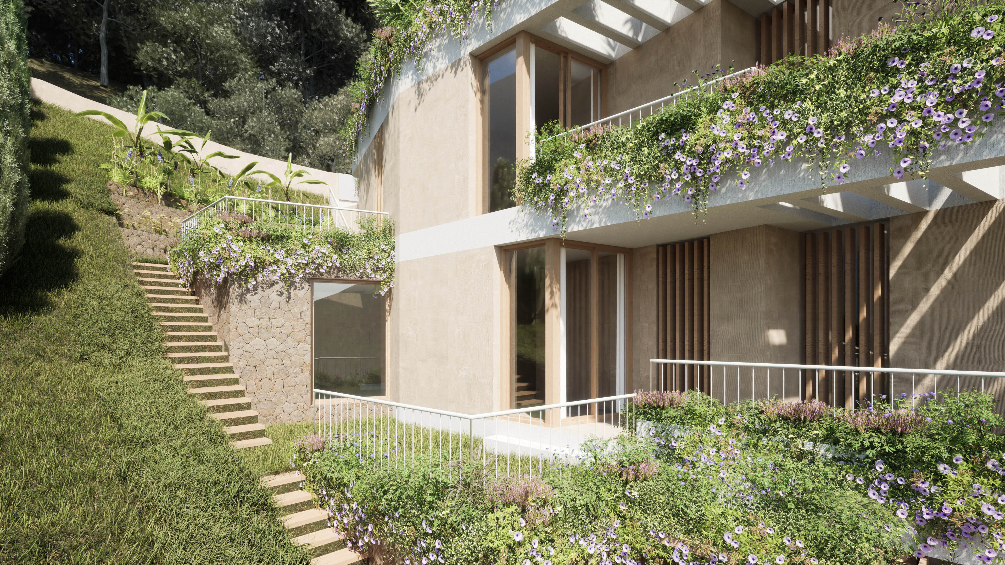 Balcones vegetados en las plantas superiores
