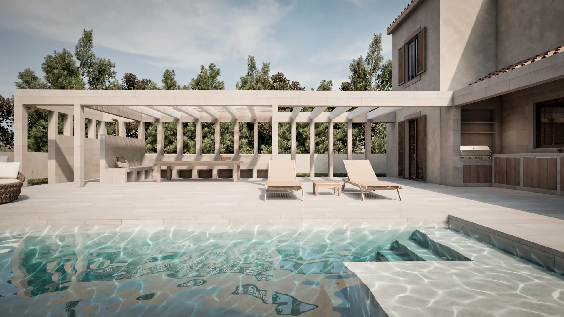 Pergola and outdoor kitchen at Villa Can Sol
